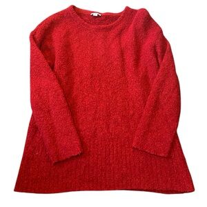 Pure Jill Womens Small Red Fuzzy Shaggy Stretch Wool Blend Oversized Sweater S